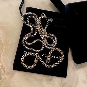 💯 David Yurman 3.6mm box chain necklace 18” w/silver tag & 5mm bracelet size 8”